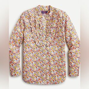 🌸 J.Crew Liberty Fabric Floral Ruffle Blouse XS 🌸